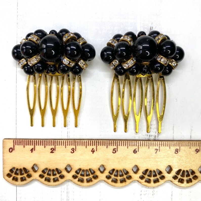 Black Vintage Hair Clips Black Vintage Hair Combs Antique Etsy