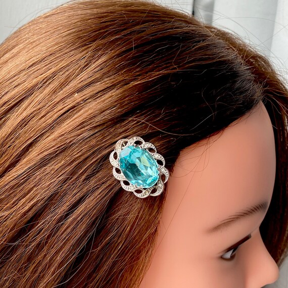Turquoise Vintage Hair Clip, Vintage Aquamarine Hair … - Gem