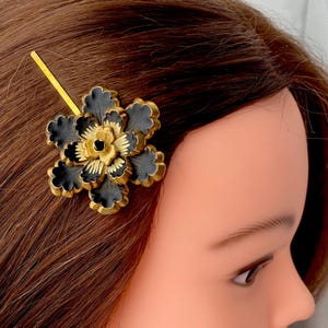Black Flower Hair Pin for Goth Wedding, Floral Black Hair Pin, Unique ...