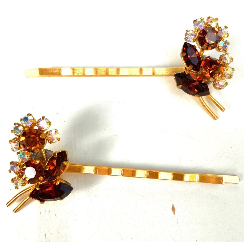 Vintage Hair Clips Rhinestone Hair Pins Rhinestone Hair Etsy UK