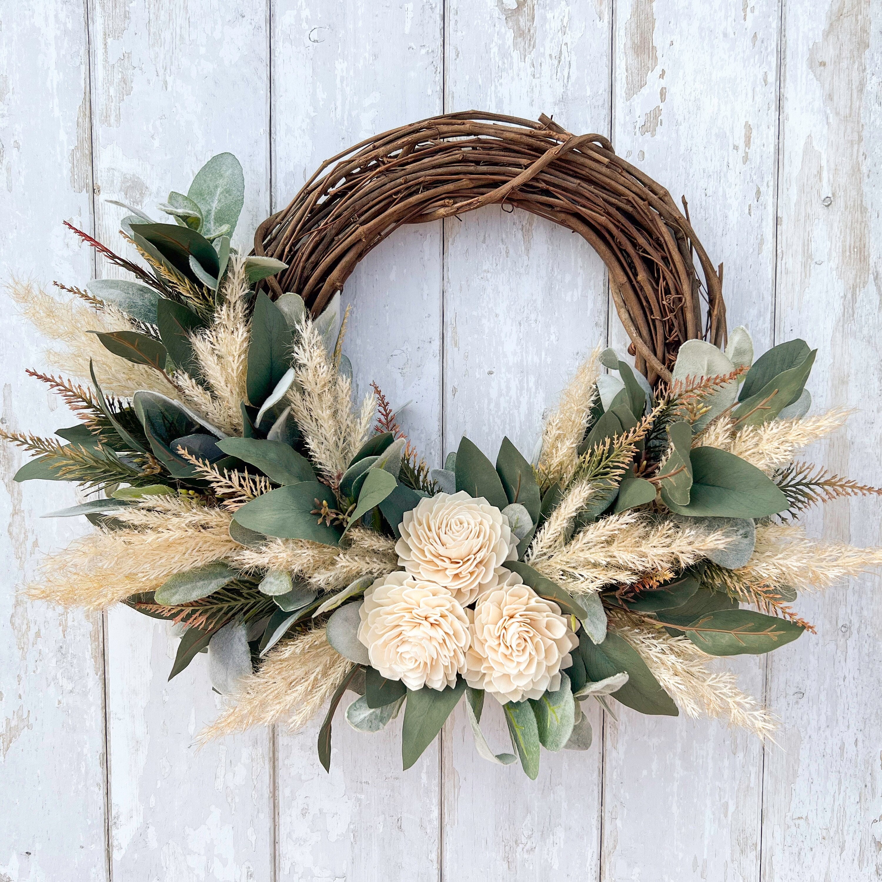 Pompas Wreath,door Wreath,dried Wreath,front Door Wreaths,wood