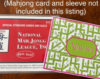 Personalized Mahjong Card Cover INSERT ONLY for LARGE print card size- Custom Monogram