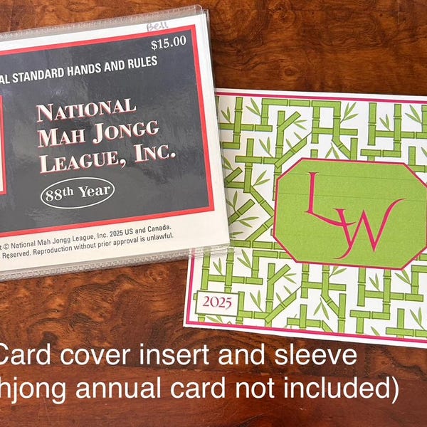 Mahjong Card Sleeve/Protector and Personalized Insert: Large Print card size