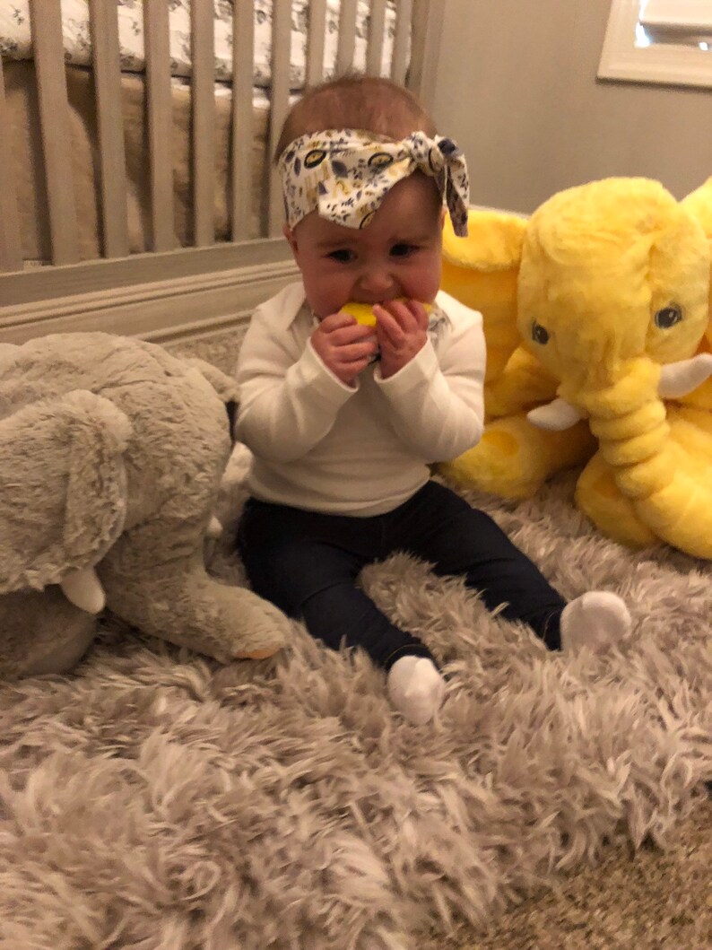 Baby Bandana Bib with Teether and Matching HeadbandBow Gift Set
