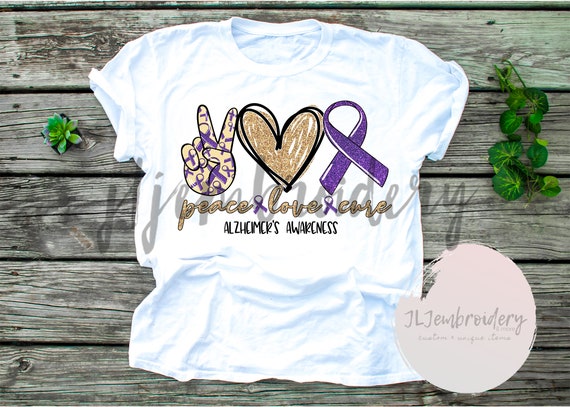 Peace Love Cure Purple Ribbon Alzheimer's Awareness Gift T-Shirt Peace Love Cure Purple Ribbon Alzheimer's Awareness Gift T-Shirt