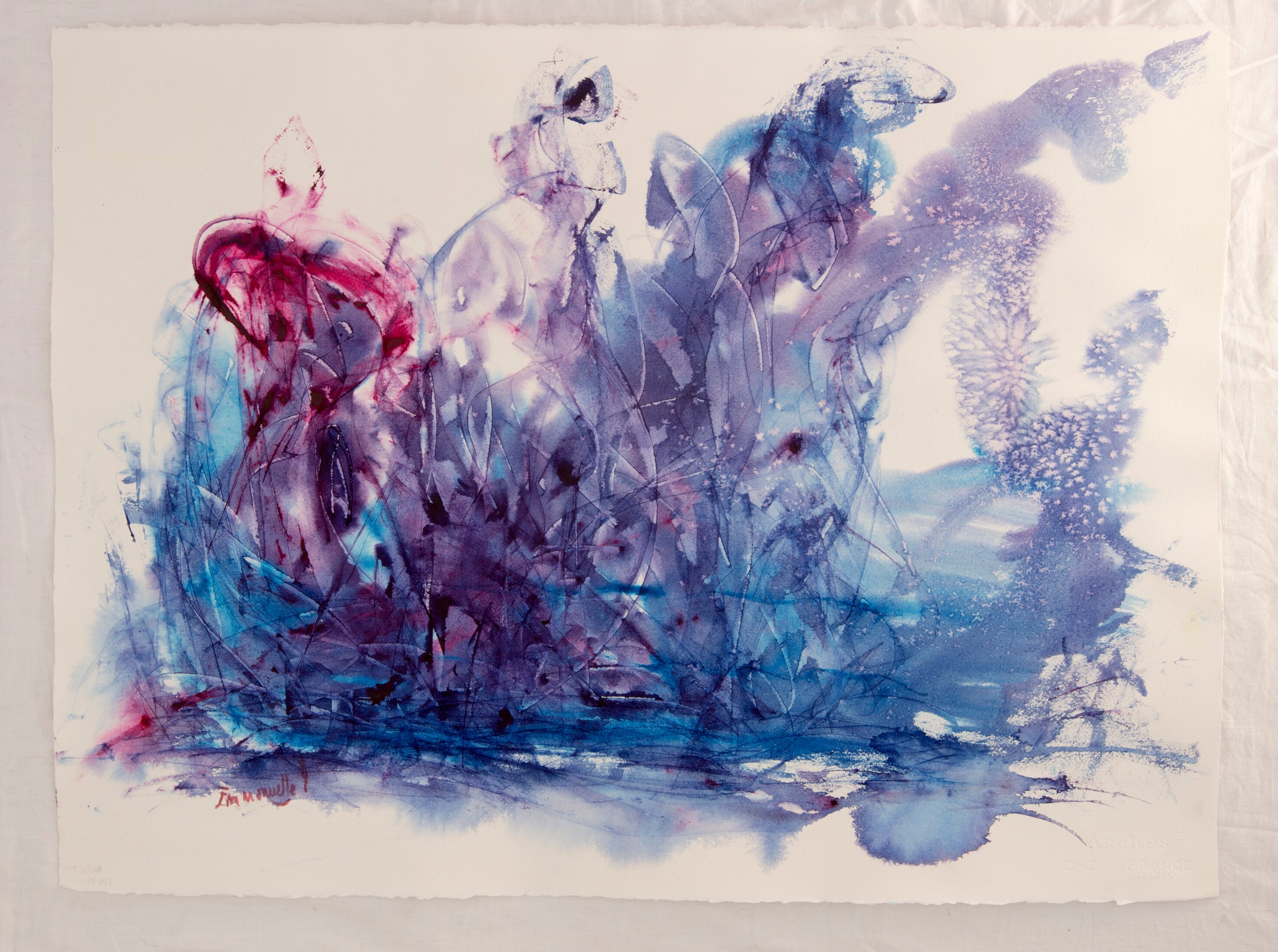 Peinture Aquarelle Fait Main Abstraite France