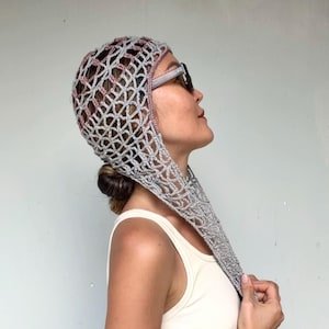 Crochet Hooded Headscarf | Mesh Hood Scarf | Handmade Festival Hood | Boho Crochet Headpiece