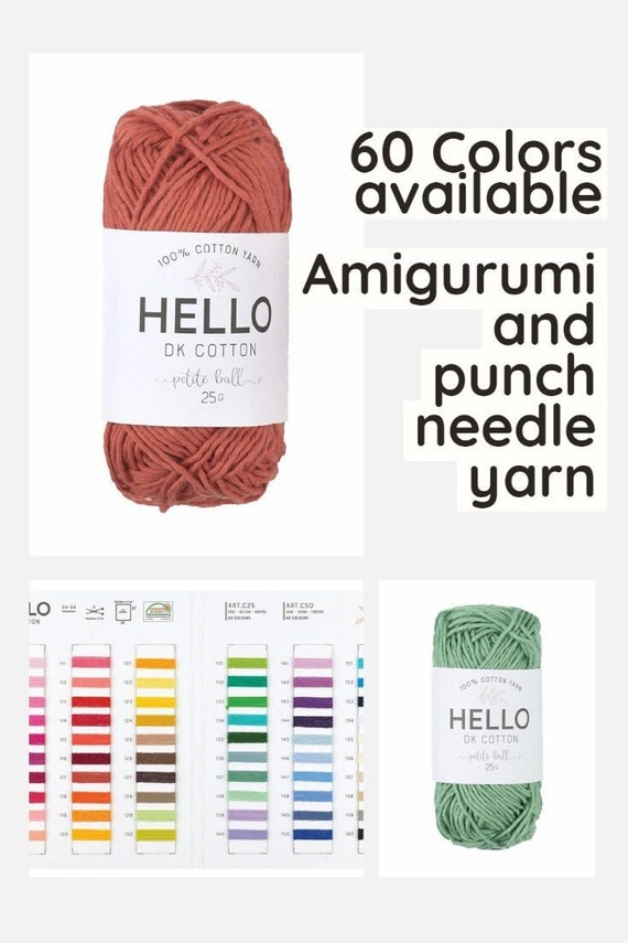 Hello DK Cotton Yarn, Amigurumi Yarn, Punch Needle Yarn, Crochet Yarn,  ECO-CERT Organic Cotton Yarn 