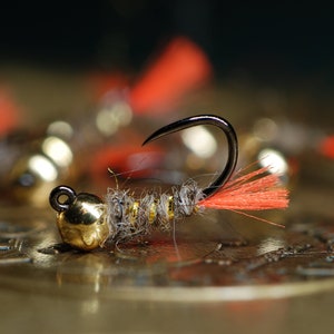 Hot Tail Hares Ear Nymph Trout Fly Fishing Flies for Trout Tungsten Bead Euro Nymph Jig Pack of 3