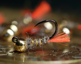 Hot Tail Hares Ear Nymph Trout Fly Fishing Flies for Trout Tungsten Bead Euro Nymph Jig Pack of 3