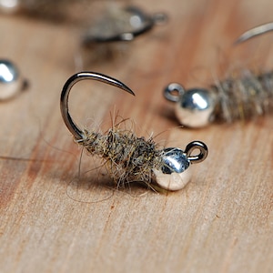 Walts Worm Natural Trout Fly Fishing Flies for Trout Tungsten Bead Euro Nymph Jig Pack of 3
