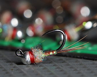 Rainbow Warrior Nymph Trout Fly Fishing Flies for Trout Tungsten Bead Euro Nymph Jig Pack of 3