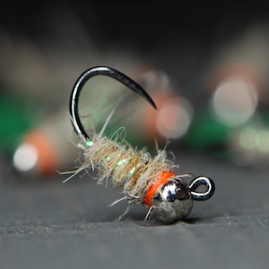 Sexy Walts Worm Natural Trout Fly Fishing Flies for Trout Tungsten Bead Euro Nymph Jig Pack of 3