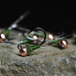 France Fly Nymph Trout Fly Fishing Flies for Trout Tungsten Bead Euro Nymph Jig Pack of 3