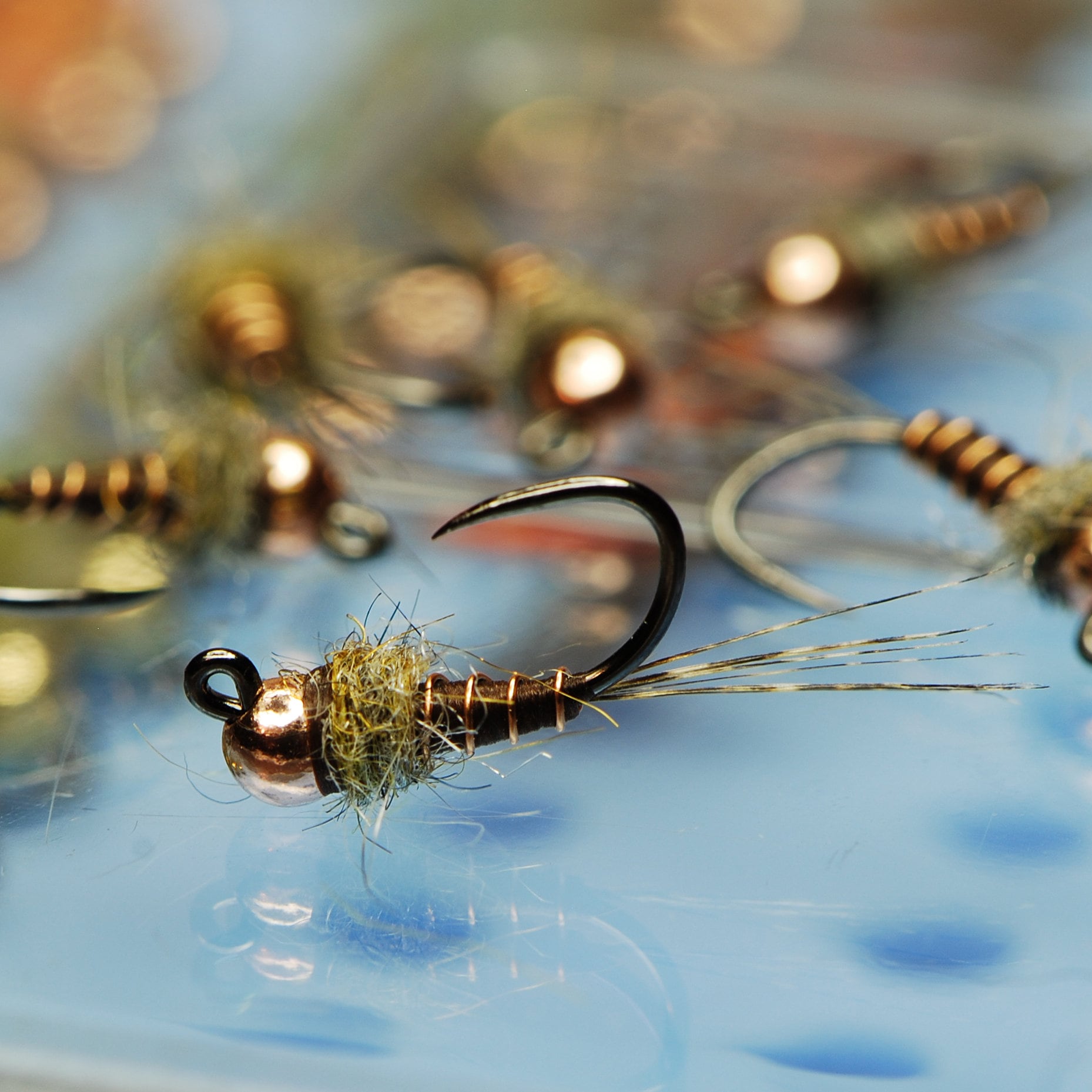 Thread Body Nymph Brown with Copper Trout Fly Fishing Flies for Trout  Tungsten Bead Euro Nymph Jig Pack of