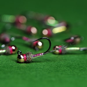 Euro Tinsel Nymph Trout Fly Fishing Flies for Trout Tungsten Bead Euro Nymph Jig Pack of 3