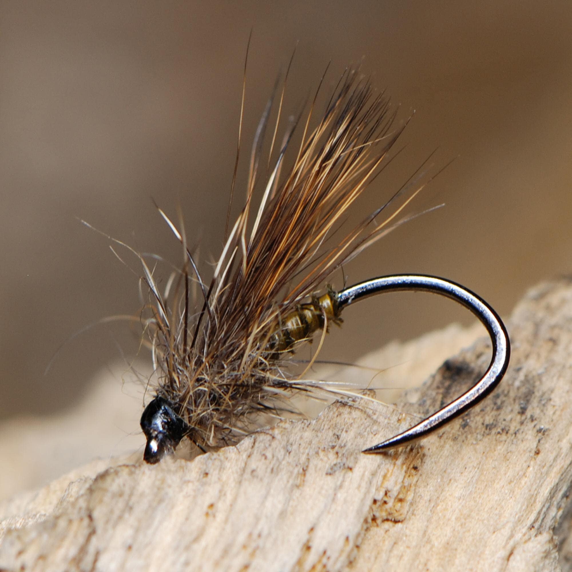 Deer Hair Caddis Biot Body Brown Olive Dry Fly for Trout Flies for Fly  Fishing Flies for Trout with Barbless Hook Pack of