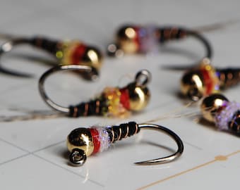 Frenchie Nymph Trout Fly Fishing Flies for Trout Tungsten Bead Euro Nymph Jig Pack of 3