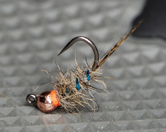 Squirrel Hot Collar Jig Nymph Blue Rib Trout Fly Fishing Flies for Trout Tungsten Bead Euro Nymph Jig Pack of 3