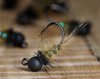 Hares Ear and Pearl Jig Nymph Trout Fly Fishing Flies for Trout Tungsten Bead Euro Nymph Jig Pack of 3