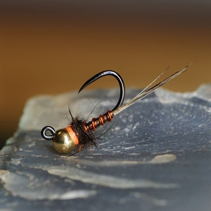 5 Mile Orange Nymph Trout Fly Fishing Flies for Trout Tungsten Bead Euro Nymph Jig Pack of 3