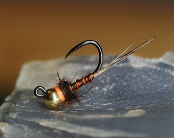 5 Mile Orange Nymph Trout Fly Fishing Flies for Trout Tungsten Bead Euro Nymph Jig Pack of 3