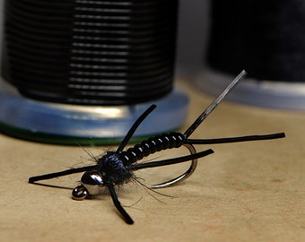Black Stonefly Nymph Trout Fly Fishing Flies for Trout Tungsten Bead Euro Nymph Jig Pack of 3
