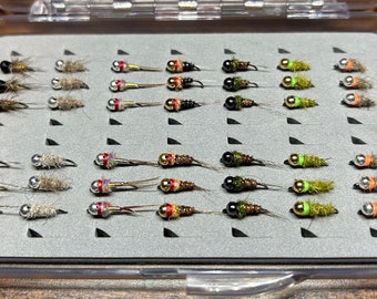 Trout Flies for Fly Fishing Flies for Trout Nymph Flies in Fly Box Euro Nymphs Assortment 42 Jig Nymphs