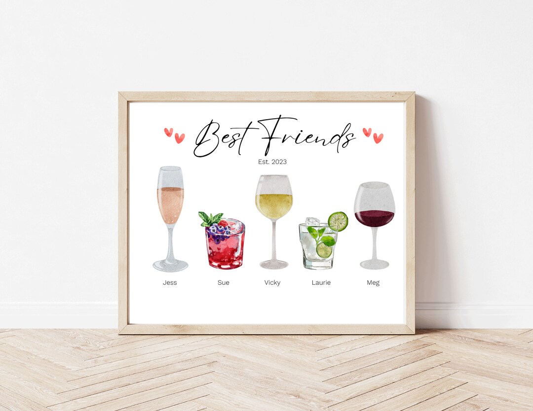Personalized Cocktail Best Friend Wall Art Best Friend Drink Wall Art