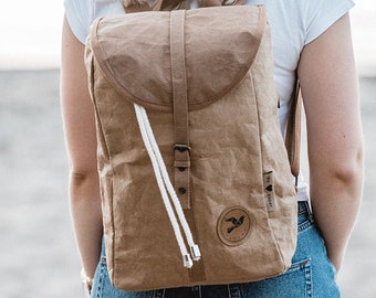 Rucksack OWL aus Papier -PAPERO-, Leicht, Robust, Wasserdicht veganes Leder, Urban Style, laptop, Ultraminimalistisch recycelbar mit FSC