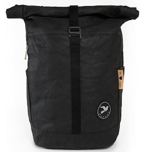 Paper Yeti Backpack PAPERO, Lightweight, Sturdy, Waterproof Leather, Urban Style, Laptop, Ultraminimalistically Recyclable Black