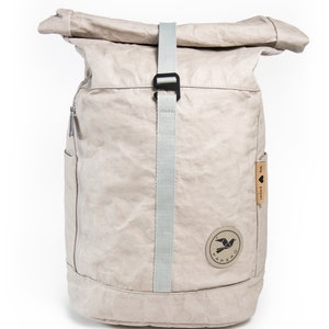 Paper Yeti Backpack PAPERO, Lightweight, Sturdy, Waterproof Leather, Urban Style, Laptop, Ultraminimalistically Recyclable Gray