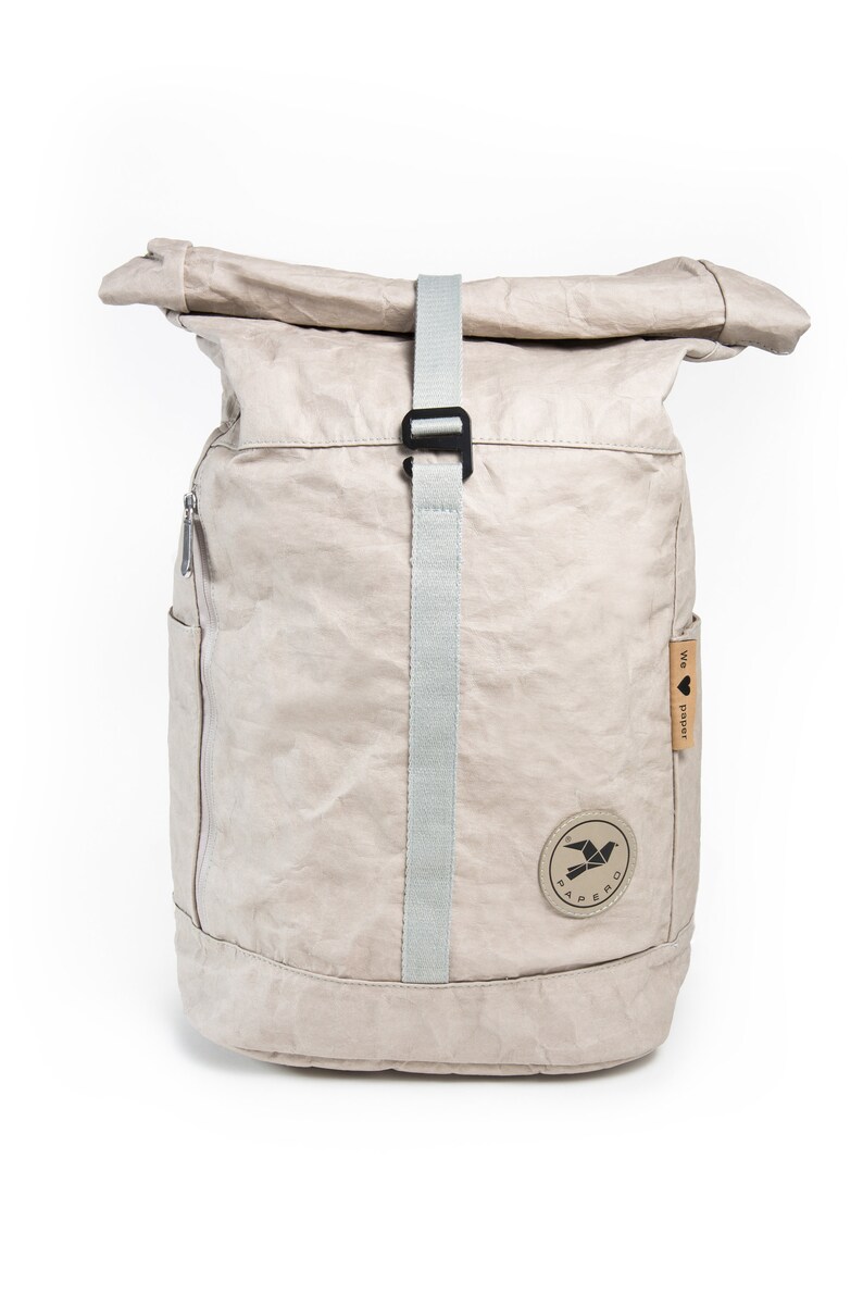 Paper Yeti Backpack PAPERO, Lightweight, Sturdy, Waterproof Leather, Urban Style, Laptop, Ultraminimalistically Recyclable Gray