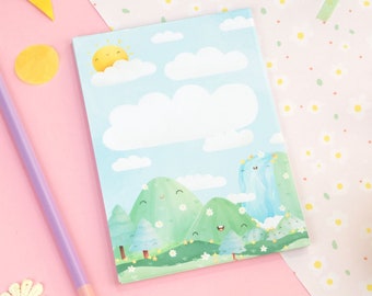 Berge Notizblock, quadratische niedliche kawaii Briefpapier, To do Liste Papier Notizblock, ästhetische Natur Stationary, tägliches Büro benutzerdefinierte Mini Planer