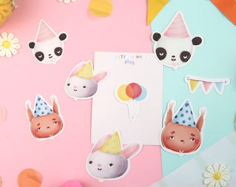 Party Animals Stickers Pack - Planner Sticker Set - Journal Stickers - Sticker Set - Cute Stickers Laptop Notebook - Kawaii Tea Stickers