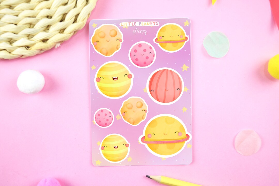 Planets Sticker Sheet - Space Theme Stickers, Journal Decor, Planner ...