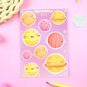 Planeter klistermärkesark - Rymdtema klistermärken, Journaldekor, Planer Essentials, Scrapbook-tillbehör, Söta Kawaii illustrerade klistermärken