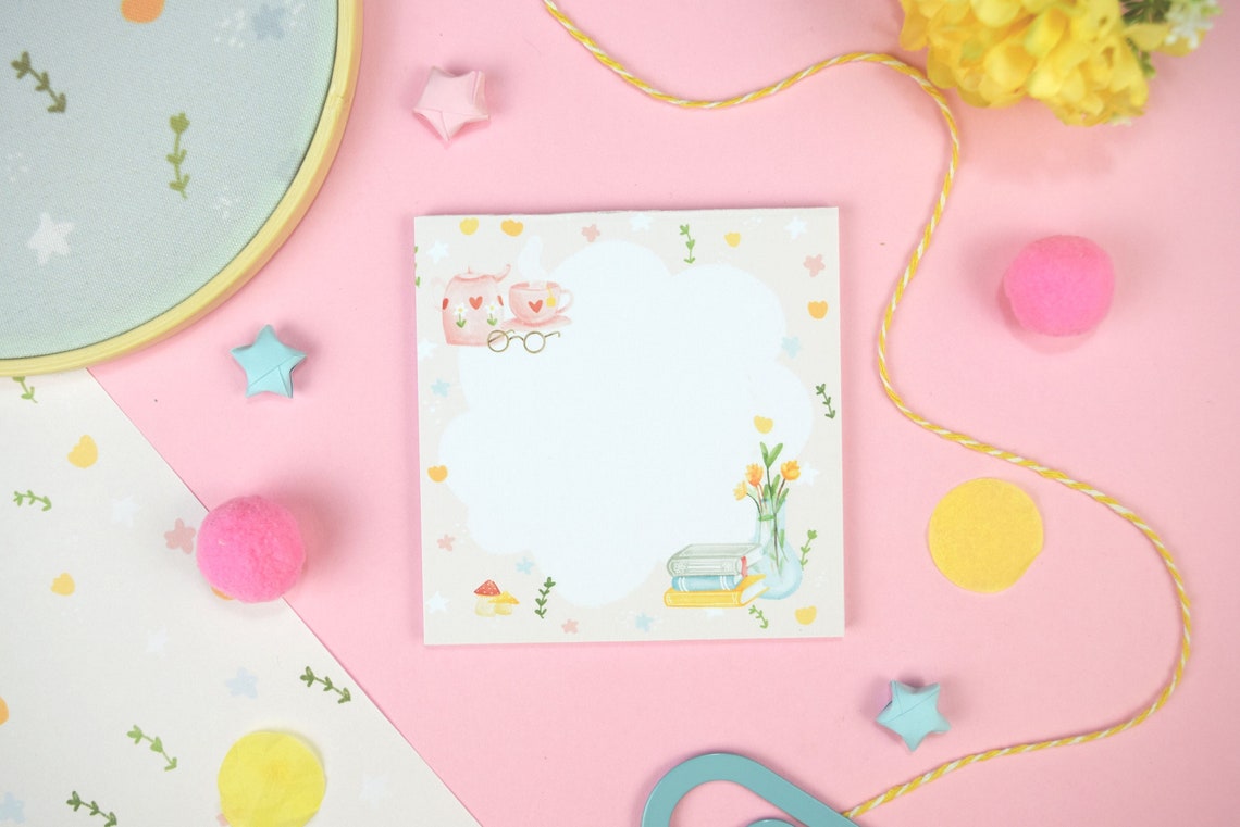 Cottagecore Notepad, Square Cute Kawaii Stationery, to Do List Paper ...
