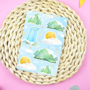 Nature Sticker Sheet 01, Bullet Journal Stickers for Scrapbook, Cute Pastel Planner stickers, Kawaii Moutains outdoor inspired  stickers