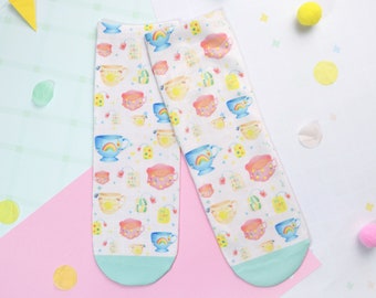 Positivi-TEA Socks | Cute Happy Fun Patterned Socks | Crazy Funky Summer socks | Polyester Awesome socks | Unisex Gift