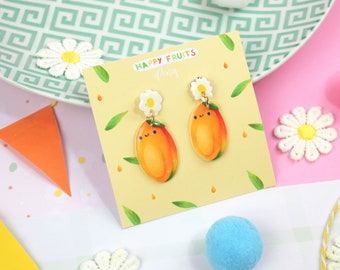 Kawaii Fruits Handmade Earrings | Shrink Plastic Stud Earrings | Cute Fun Happy Earrings