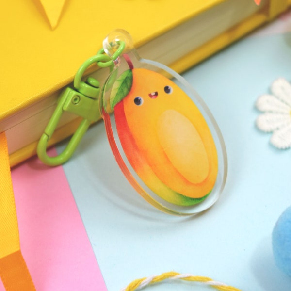 Little mango keychain, cute kawaii accessories for her, gifts for kids, fun colorful keychain