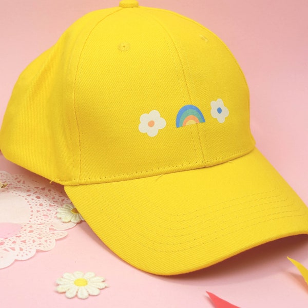 Hello Rainbow Cap - Unisex Cute Kawaii Cap - Cute Aesthetic Clothing - Funny Pun Apparel