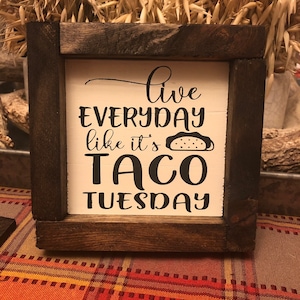 Taco Tuesday mini sign | Framed wood sign | Tiered tray sign