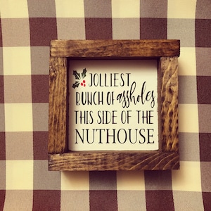 Christmas Vacation mini sign | Griswolds | Jolliest bunch of sign | Nuthouse sign | Tiered tray sign | Funny Christmas decor | Wood sign