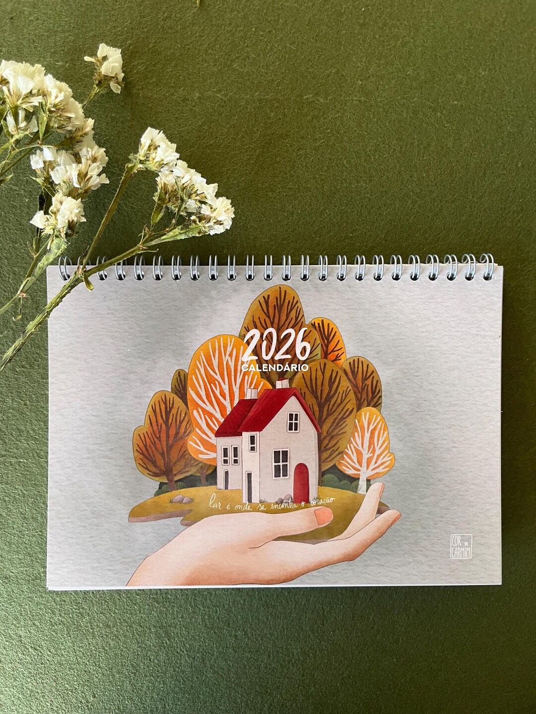 2026 Illustrated Desk Calendar and Planner, Nature-inspired House ...