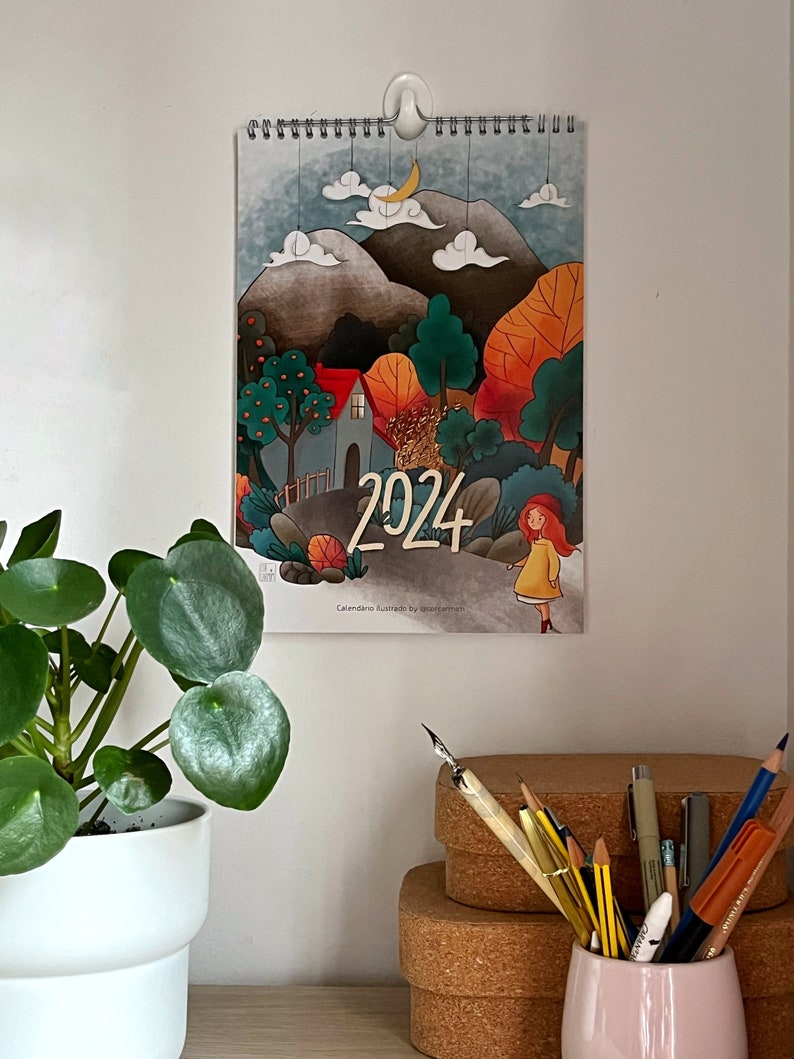 Aesthetic 2024 Illustrated Wall Calendar Natureinspired Original