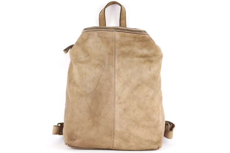 Beige Vintage Leather Backpack,Italian Leather Bag,Soft Leather Bag,Leather Bag Women,Leather Purse Backpack,Italian Leather Handbags