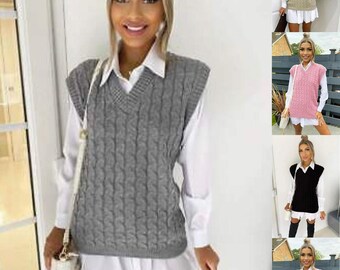 womens knitted sleeveless jumper