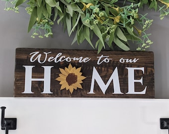 Interchangeable Welcome Home Sign, Solid Wood, 50 Themes